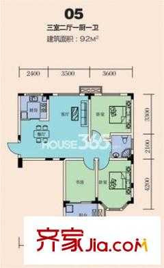 安居苑西村 3室 戶(hù)型圖