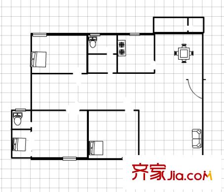 元一美邦國際 3室 戶型圖