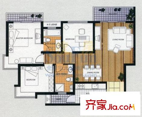 元一美邦國際 3室 戶型圖