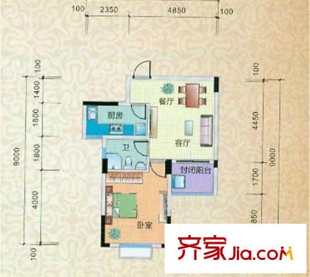 海棠別院 1室 戶型圖