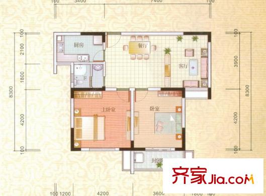 海棠別院 2室 戶型圖