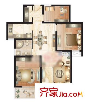 學林雅苑 3室 戶型圖