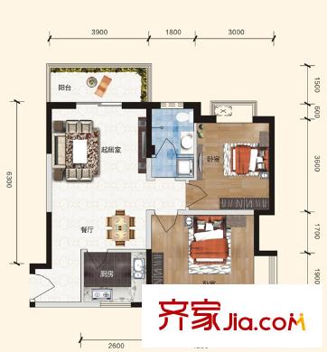 學林雅苑 2室 戶型圖