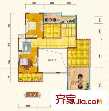 皖都徽韻墅式官邸A3戶型（上層） 1室1廳1衛(wèi)