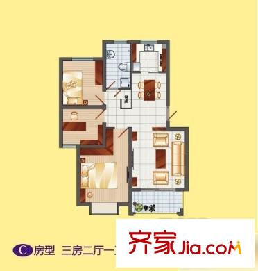 學林雅苑 3室 戶型圖