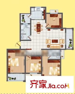 學林雅苑 3室 戶型圖
