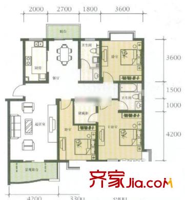 學林雅苑 3室 戶型圖