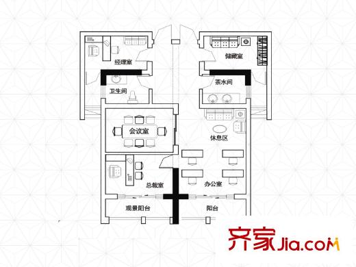皖都徽韻匯元公寓E2戶型B(辦公） 1室1廳1衛(wèi)1廚