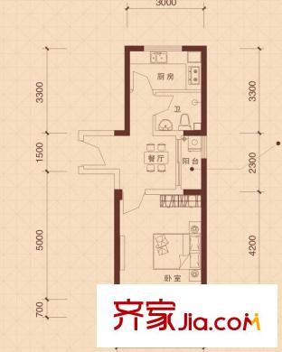 文華閣戶型圖6 1室1廳1衛(wèi)1廚