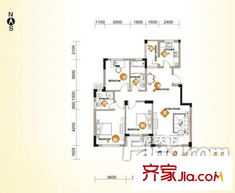 望湖嘉苑 3室 戶型圖