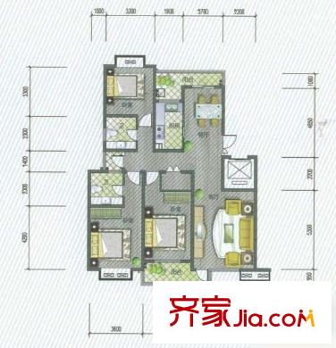 望湖城紫桂苑 3室 戶型圖