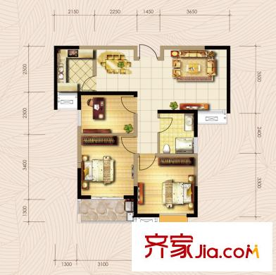 望湖嘉苑戶型圖二期90平米戶型 3室2廳1衛(wèi)1廚