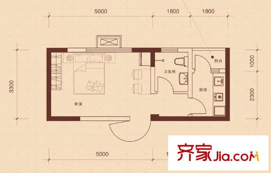 文華閣戶型圖4 1室1廳1衛(wèi)1廚