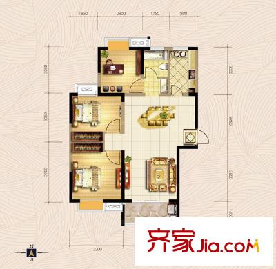 望湖嘉苑 3室 戶型圖