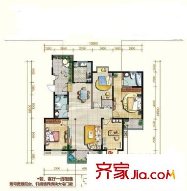 望湖城紫桂苑 4室 戶型圖
