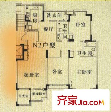 夢園小區(qū)戶型圖3室2廳1衛(wèi)1廚