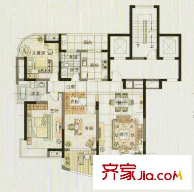 金色梧桐 3室 戶型圖