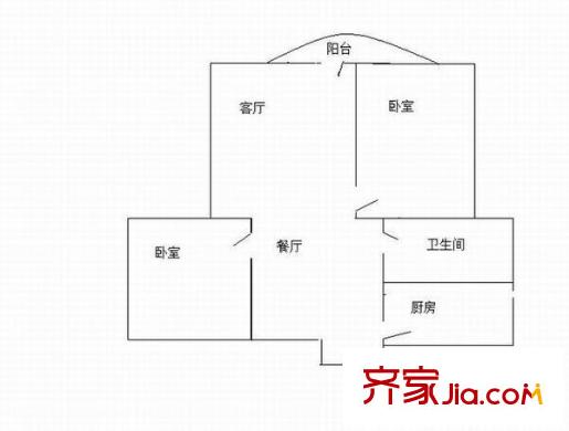 金色梧桐 2室 戶型圖