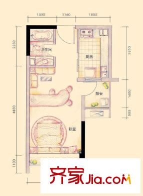 新華U閣 1室 戶型圖