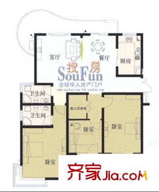 金典名筑戶型圖R 3室2廳2衛(wèi)1廚