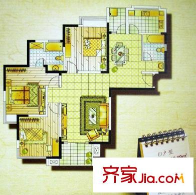 紅皖家園 3室 戶型圖