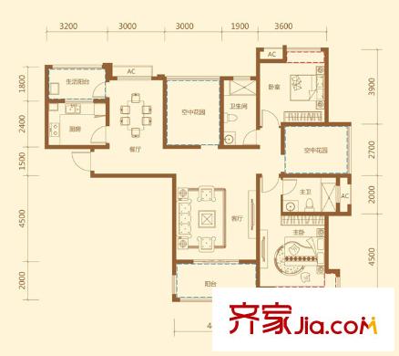 中海原山 2室 戶型圖