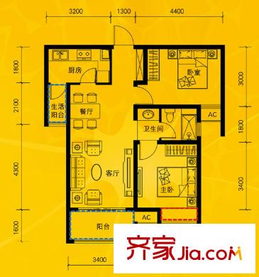 中海原山 2室 戶型圖
