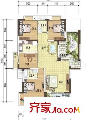 漢嘉都市森林 4室 戶型圖