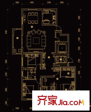 萬科金域華府戶型圖華庭戶型 3室2廳2衛(wèi)
