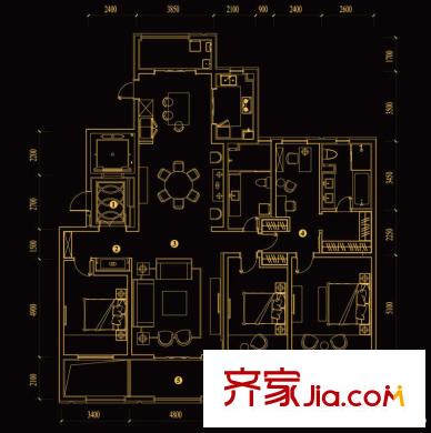 萬科金域華府戶型圖國府戶型 3室2廳2衛(wèi)