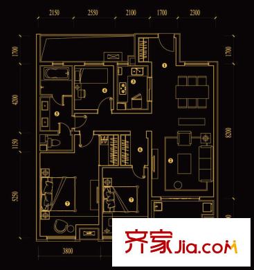 萬科金域華府戶型圖寬邸戶型 2室2廳2衛(wèi)
