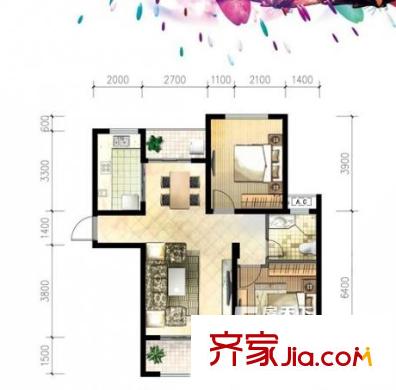 國(guó)際花都天香苑 2室 戶型圖