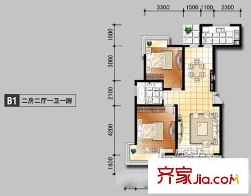 國(guó)際花都天香苑 2室 戶型圖