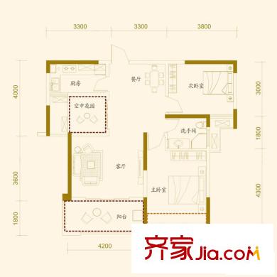 融僑中央美域戶型圖B3#樓A2戶型90.12平 3室2廳1衛(wèi)1廚