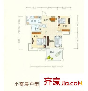 鄉(xiāng)村花園南艷灣 2室 戶型圖