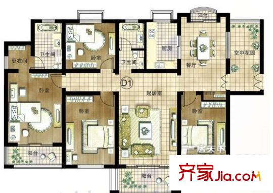 翰林雅居 4室 戶型圖