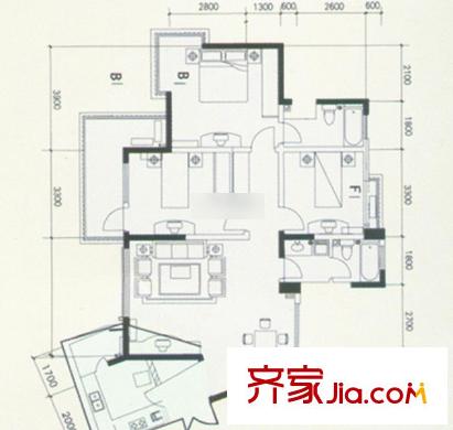 翰林雅居 3室 戶型圖
