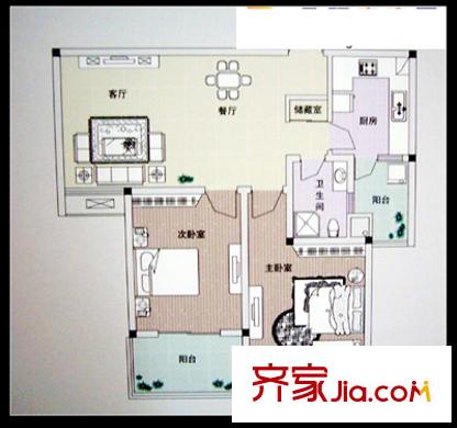 麗陽蘭庭戶型圖VJT0841517238 2室2廳1衛(wèi)1廚