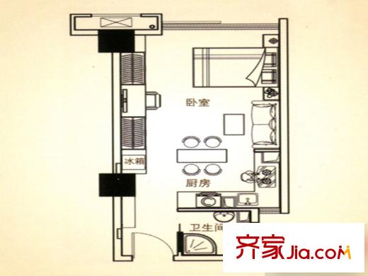 和地藍(lán)灣戶型圖 1室 戶型圖 1室1廳1衛(wèi)1廚