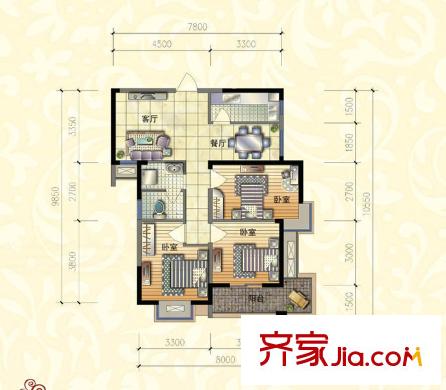 眾力登云庭 3室 戶型圖