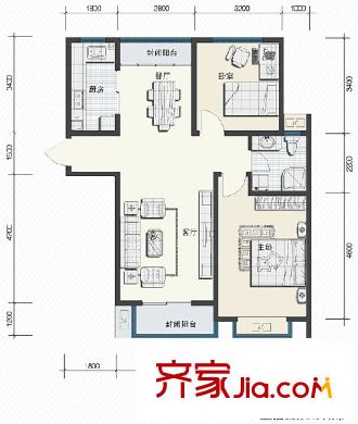 鑫苑望江花園 2室 戶型圖