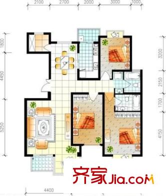 龍鳳嘉園 3室 戶型圖