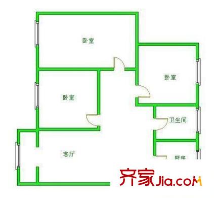 龍鳳嘉園 3室 戶型圖