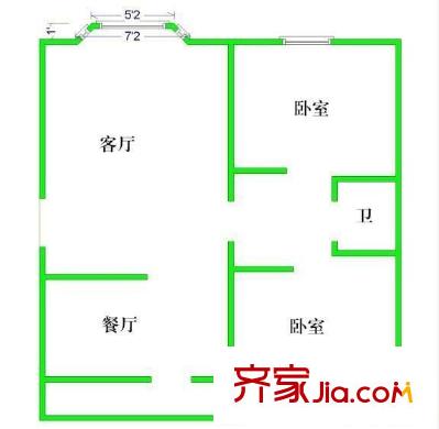 龍鳳嘉園 2室 戶型圖