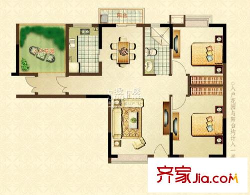 多倫多國際花園102平米2室2廳1衛(wèi)戀日楓情102平戶型 2室2廳1衛(wèi)1廚