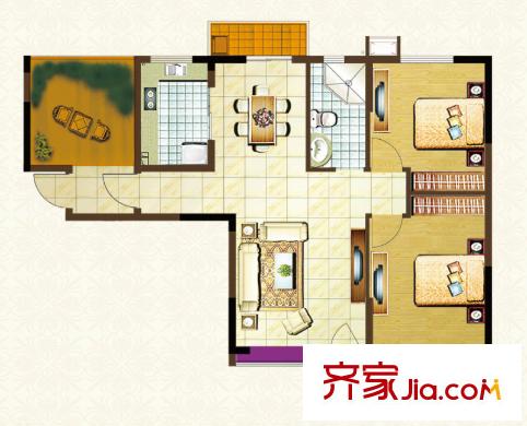 多倫多國際花園2室2廳1衛(wèi)1廚106平米 三期11#12#106平戶型 2室2廳1衛(wèi)1廚