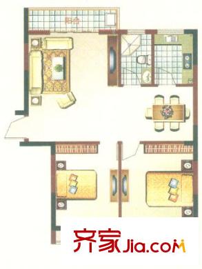多倫多國(guó)際花園85平米2室2廳1衛(wèi)怡景百悅85平戶型 2室2廳1衛(wèi)1廚