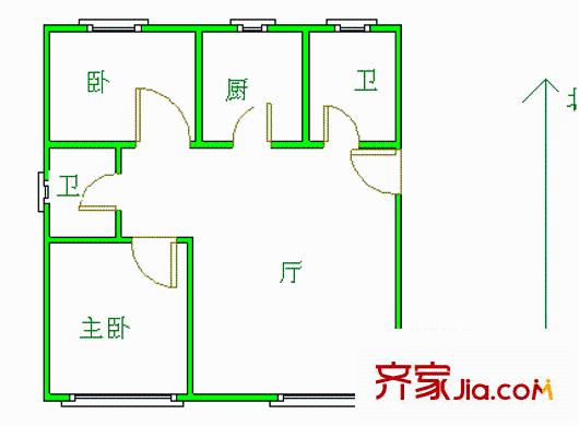 徽商城市風(fēng)景 2室 戶型圖