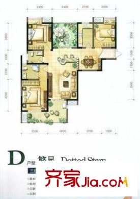 丁香家園戶型圖3-6 3室2廳1衛(wèi)1廚
