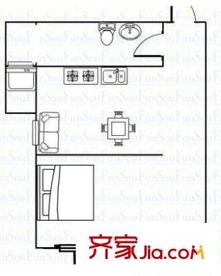 丁香家園戶型圖2-3 2室2廳1衛(wèi)1廚